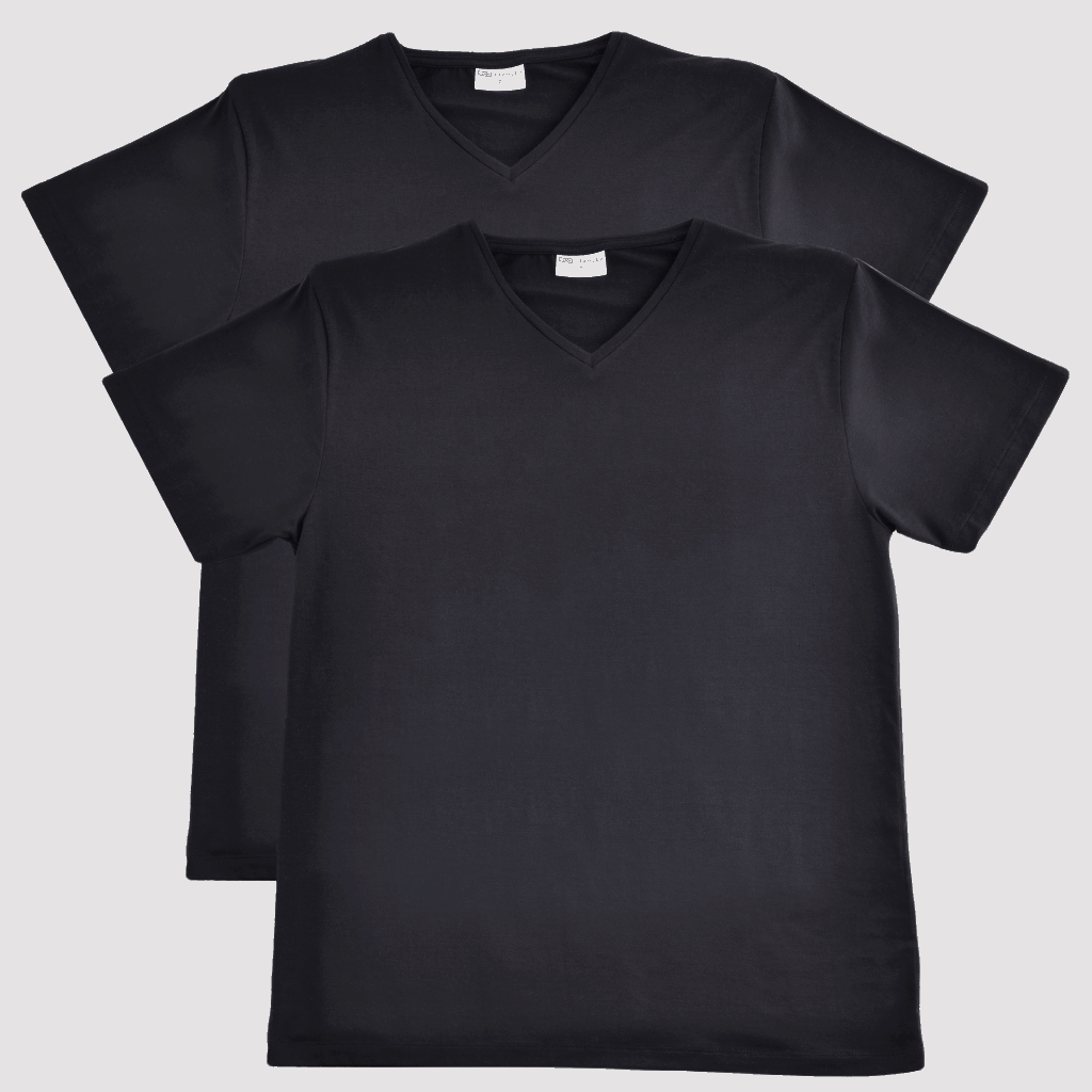 Men's Essential Bamboo Vee Neck T-shirts - 2 Pack Bundle