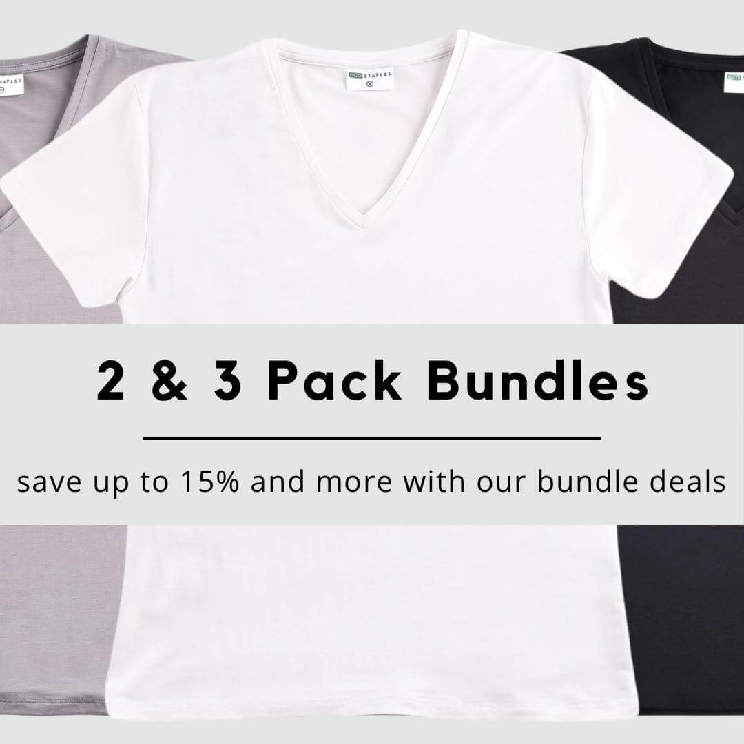 Save up to 15% on our 2 & 3 Pack Bundle Bamboo T-shirts from Eco Staples