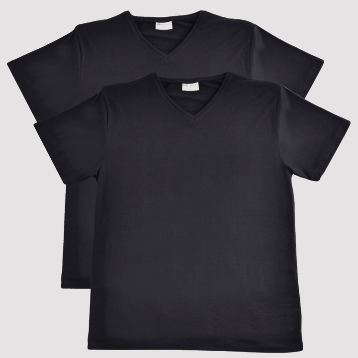 Men's Essential Bamboo Vee Neck T-shirts - 2 Pack Bundle