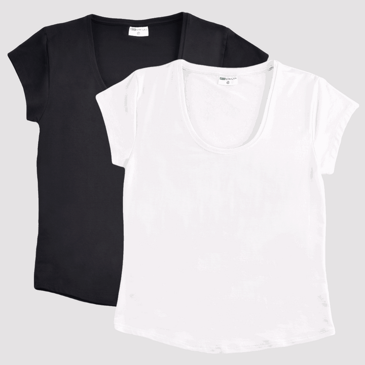 Women’s Essential Bamboo Scoop Neck T-shirts - 2 Pack Bundle