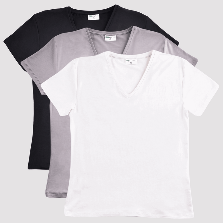 Womens Bamboo Vee T-shirts - 3 Pack Bundle from Eco Staples