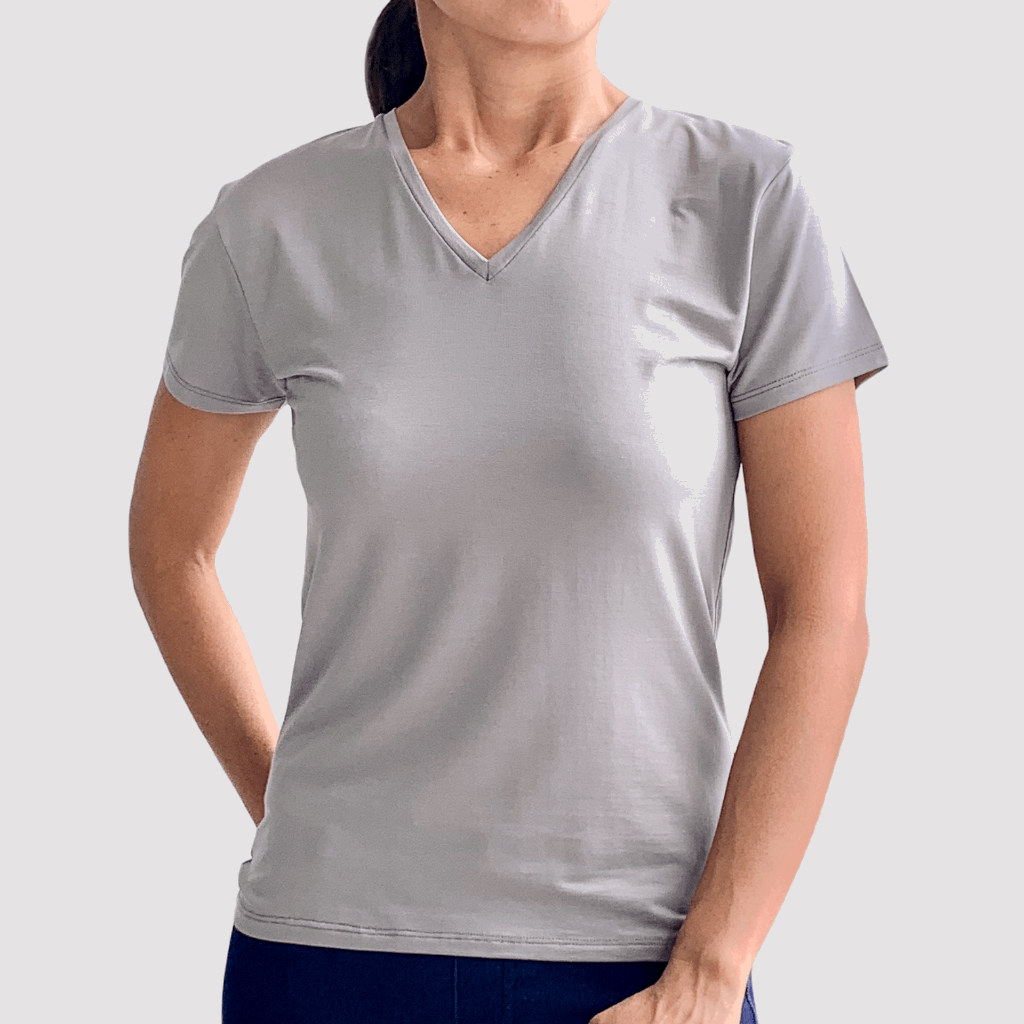 Women's Grey Bamboo V Neck T-shirt from Eco Staples