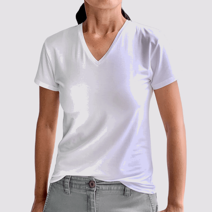 Women's White Bamboo V Neck T-shirt from Eco Staples