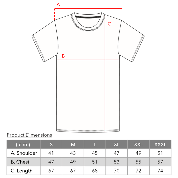 Mens Bamboo Crew Neck T-shirt size chart from Eco Staples