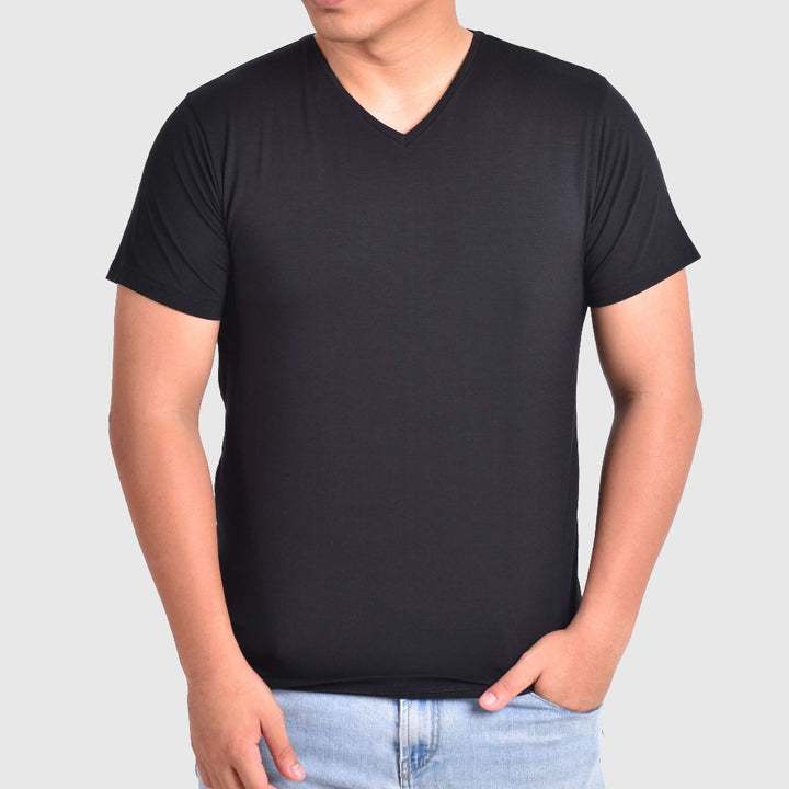 Mens Black Bamboo Vee Neck T shirt from Eco Staples