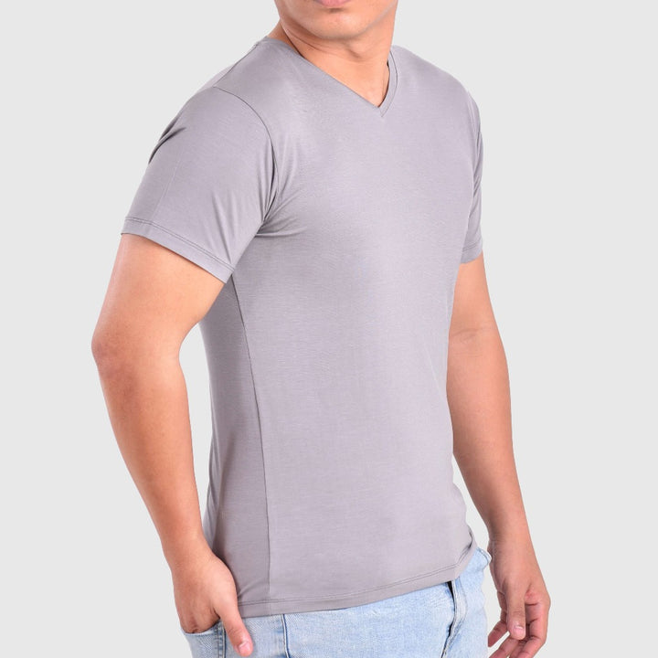 Mens Gray Bamboo Vee Neck T shirt from Eco Staples