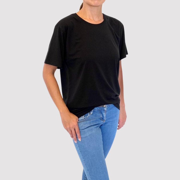 Oversized Women's Bamboo Crew Neck T-shirt in Black