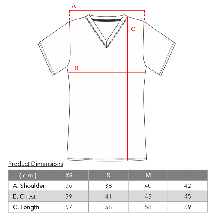 Women's Bamboo Vee Neck T-shirt size charts from Eco Staples