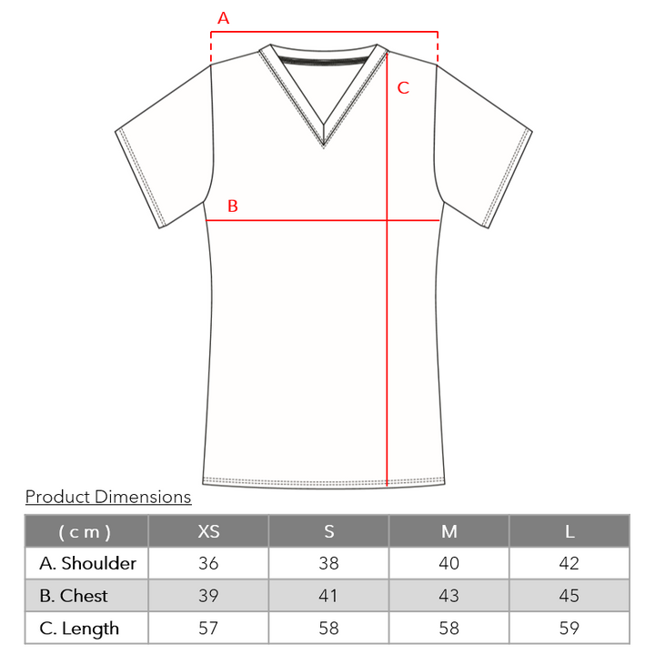Women's Bamboo Vee Neck T-shirt size charts from Eco Staples