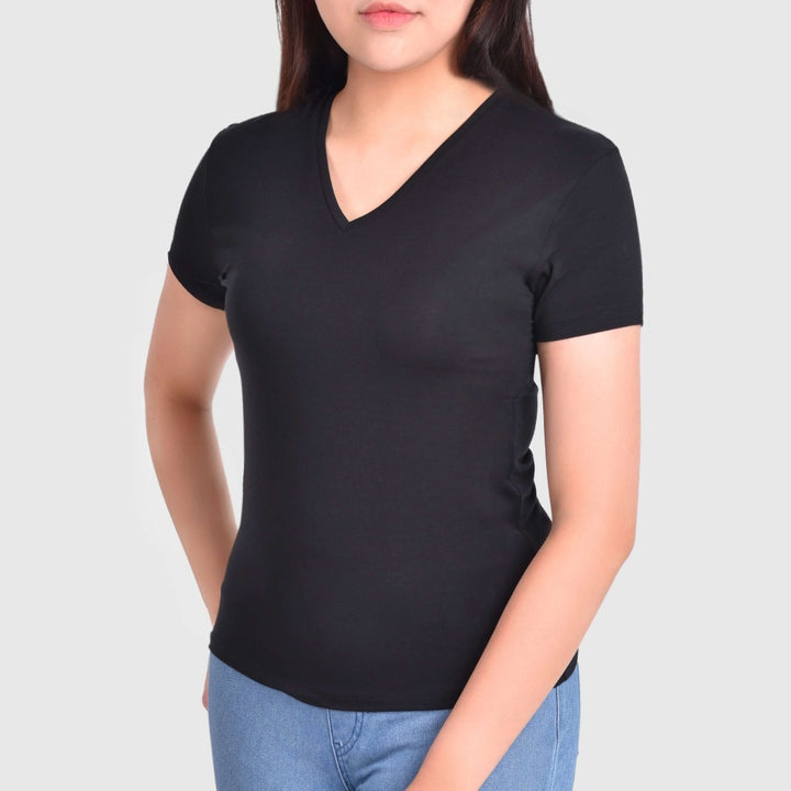 Women's Black Bamboo V Neck T-shirt from Eco Staples